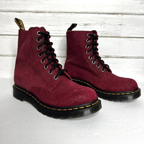 Dr. Martens Shoes - Dr. Martens Pascal Glitter Ray Cherry Red Boot Shoe Size 8